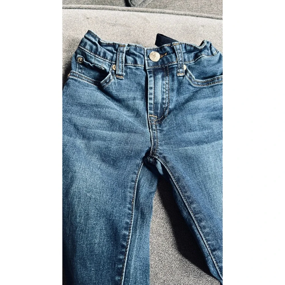 7 For All Mankind Skinny Jeans Kids Size 7 Blue Adjustable Waist Stretch Denim